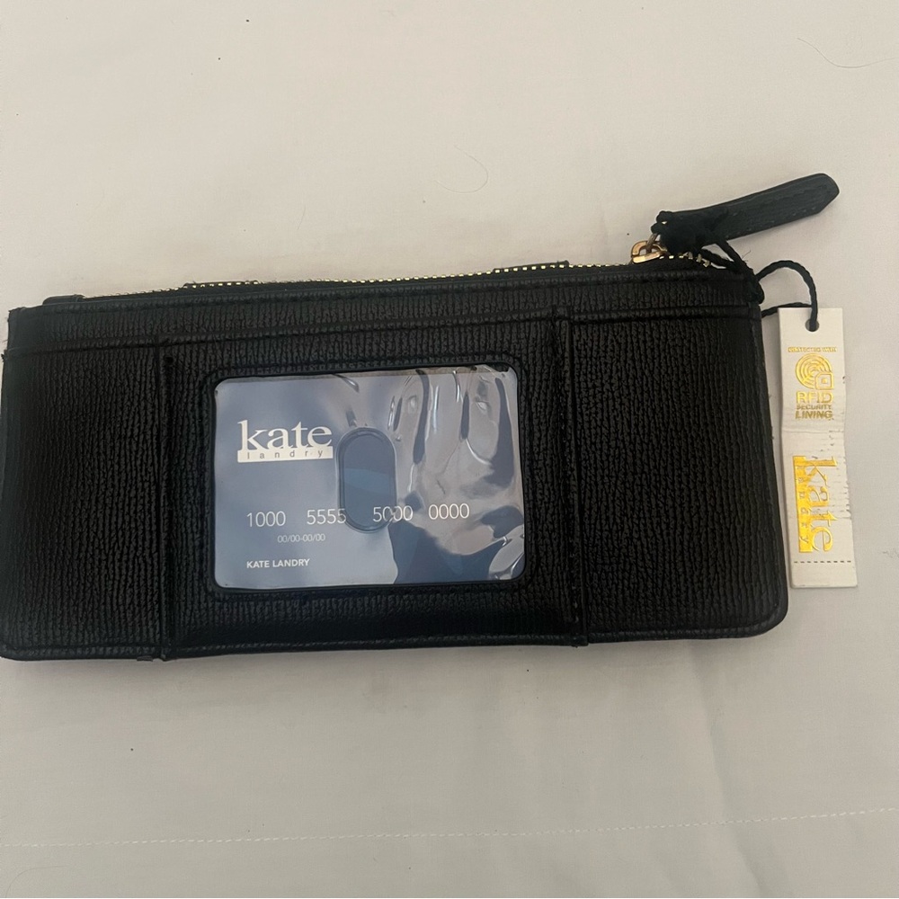 NWT Kate Landry Black Textured Card Holder/Wallet with RFID Security Lining